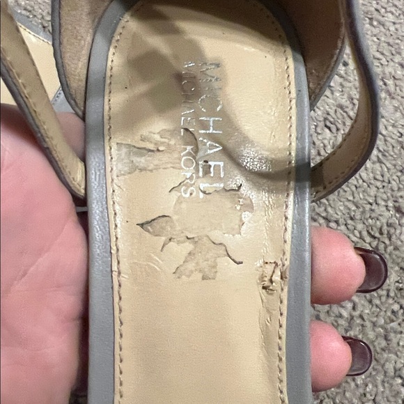 Michael Kors Gray Leather Ankle Strap Heels | Minimalist Dress Sandals 8M - Picture 11 of 12